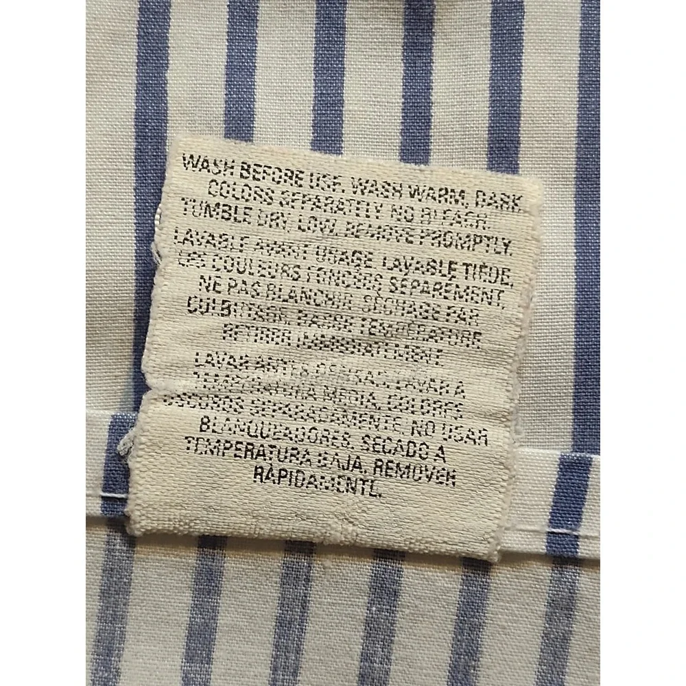Springs King Flat Sheet Striped Blue White Cotton Blend Beach House Nautical USA